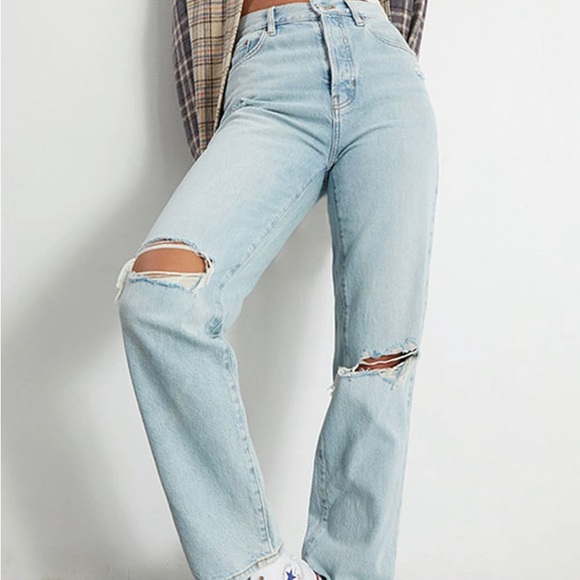 PacSun Eco Light Blue Distressed Dad Jeans - Picture 1 of 6
